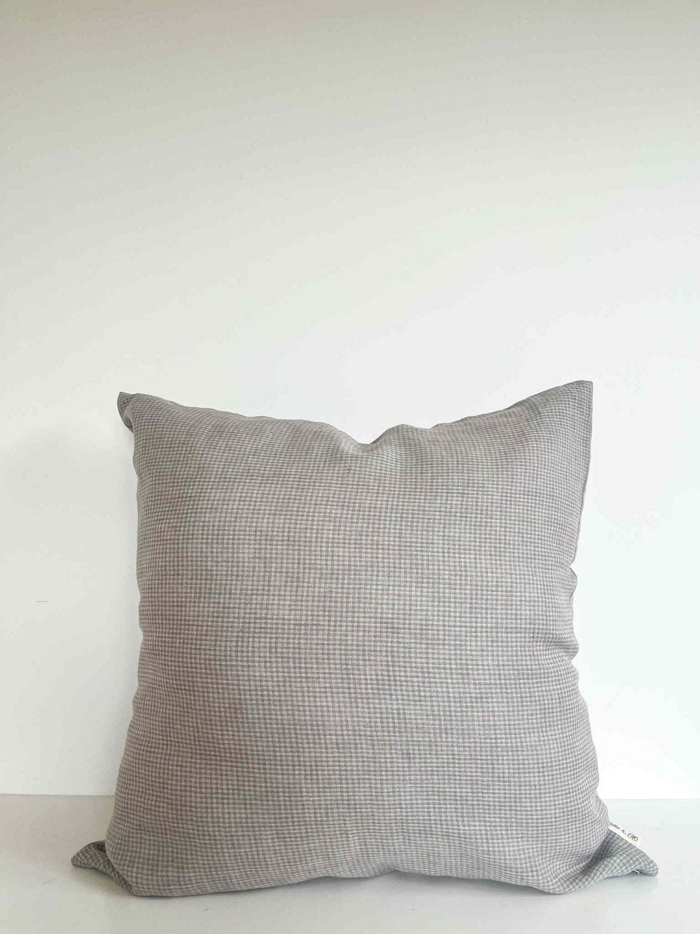 Housse de coussin Meggie Motif Vichy | Greige et bleu cendré