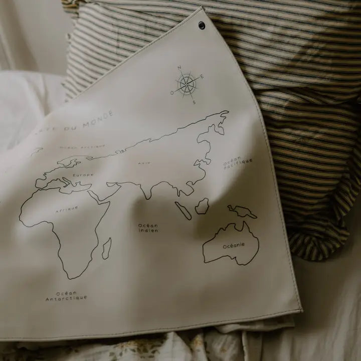 Carte du monde murale | Cuir végane — Nature