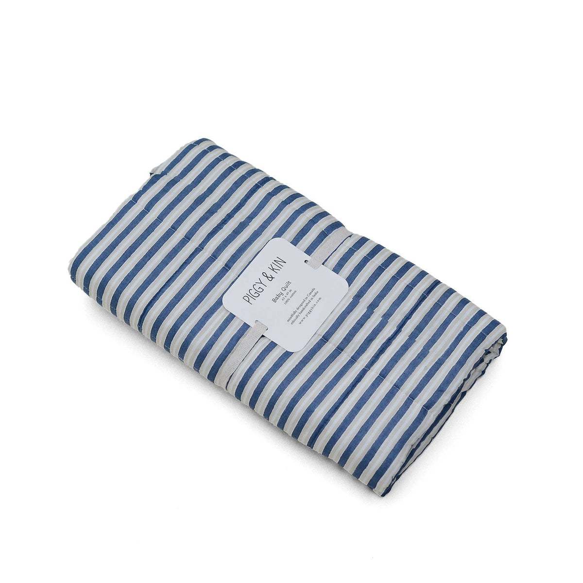 Courtepointe réversible pour bébé | Rayures bleues vintage et flocons d'avoine