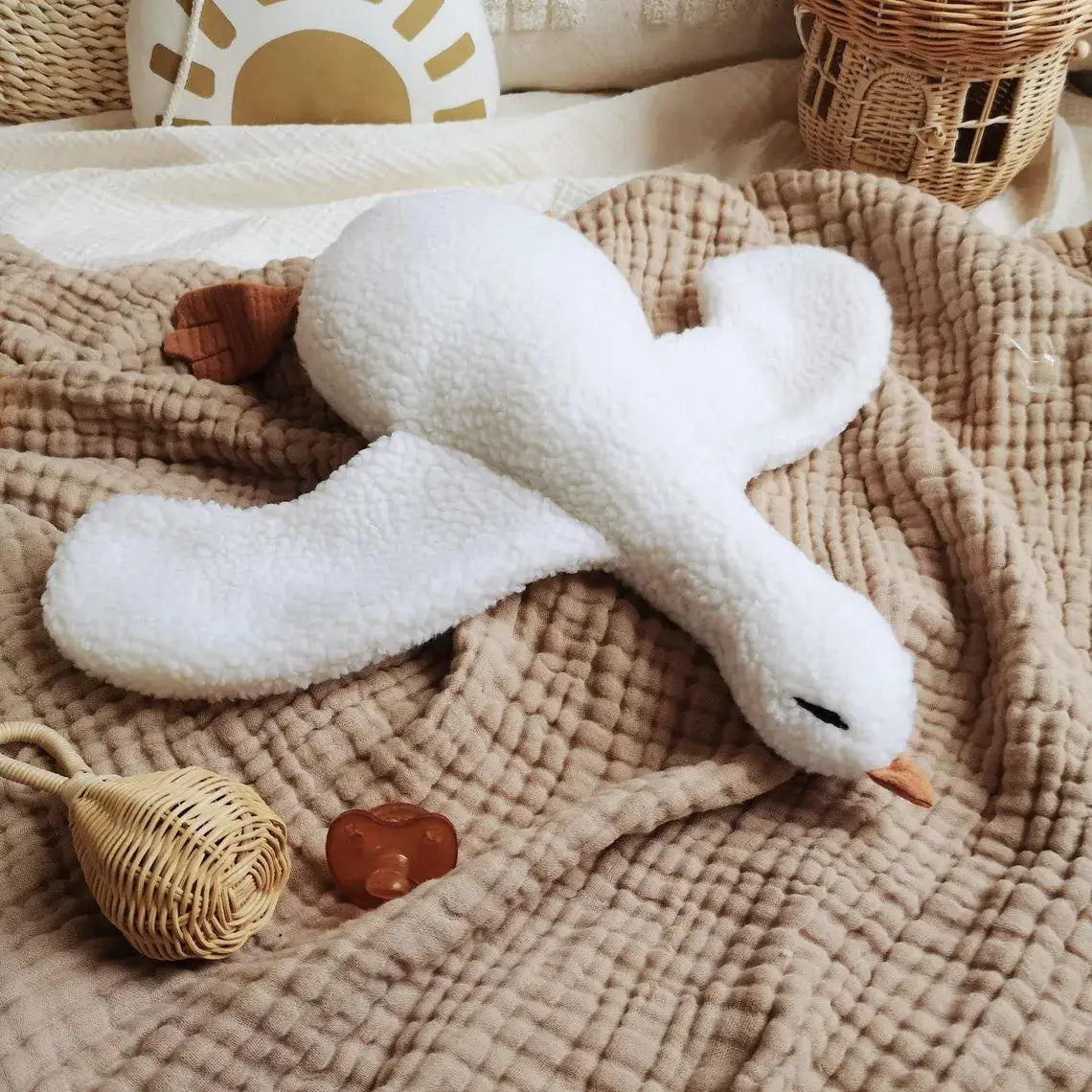 Peluche oie en sherpa douce