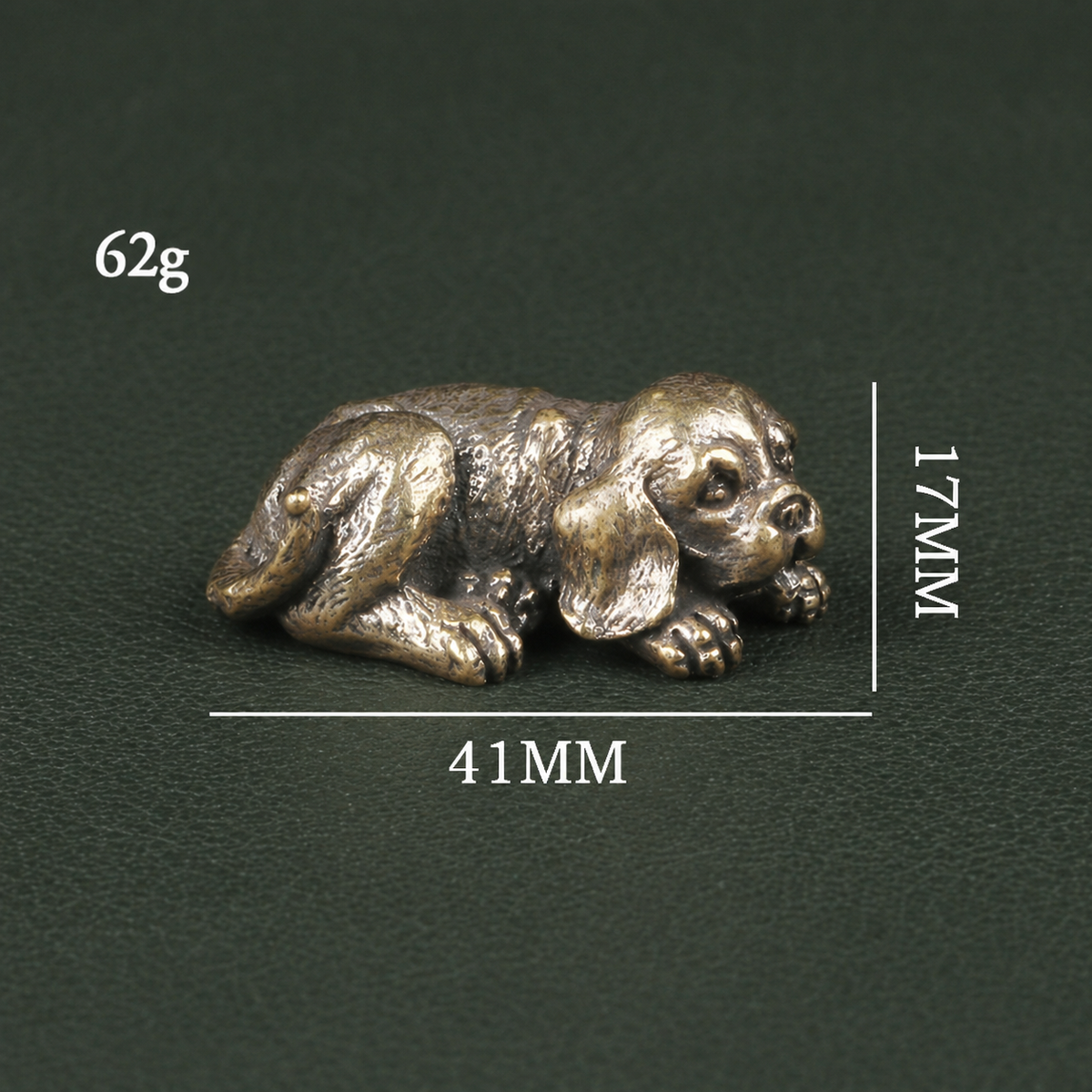 Trio figurines du Chiot en laiton antique | Collection "Porte-bonheur"