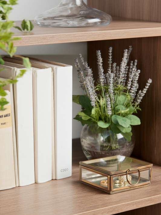 Boîte décorative en verre style vintage | Métal bronze