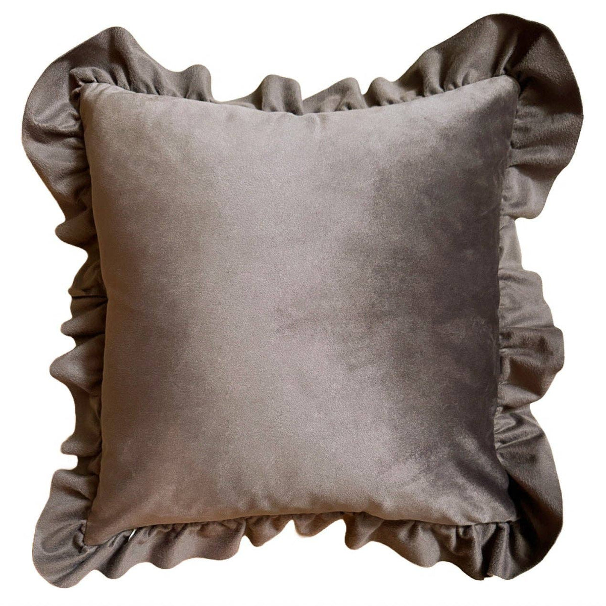 Housse de Coussin Daniella | Velours à Volants Café