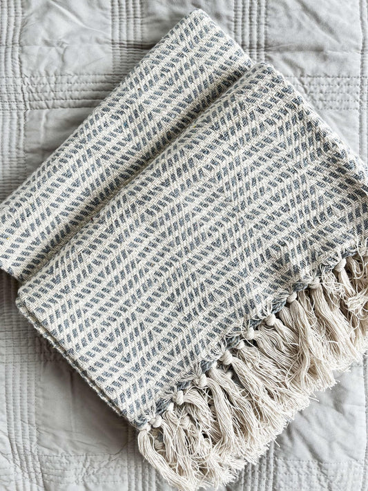Cream plaid with stone diamonds | With fringes