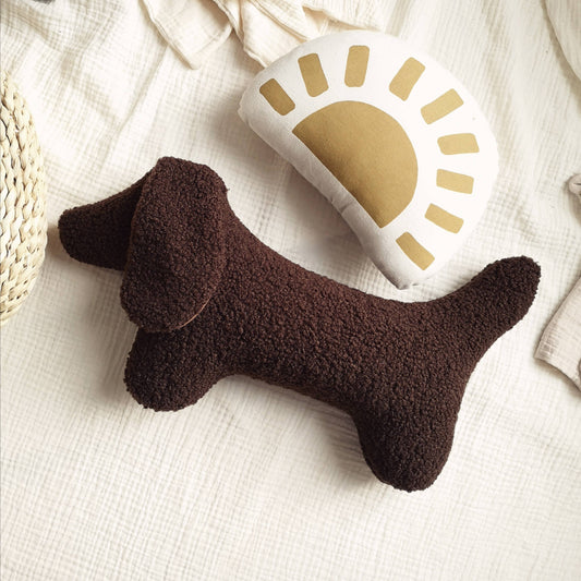 Coussin Peluche Teckel BILLY | Chocolat