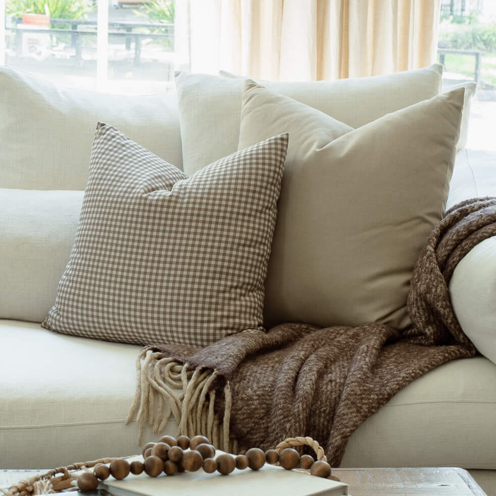 Housse de coussin Elodie | Vichy taupe