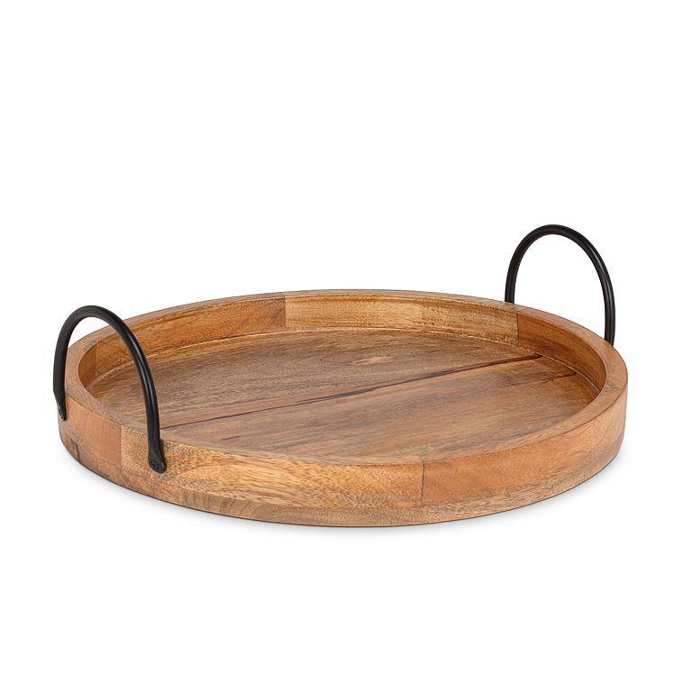 Plateau de service rond -en bois de manguier