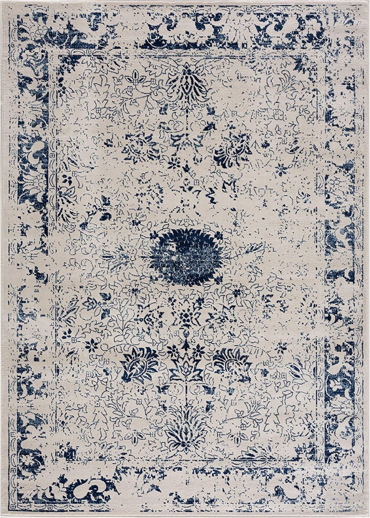 Tapis bleu contemporain et transitionnel | Havana
