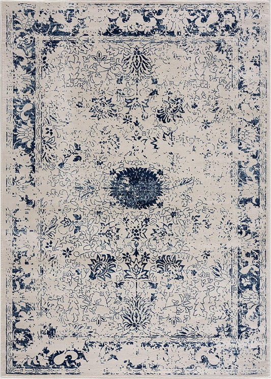 Tapis bleu contemporain et transitionnel | Havana