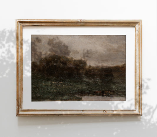 Impression d'art vintage de paysage de Moody Field
