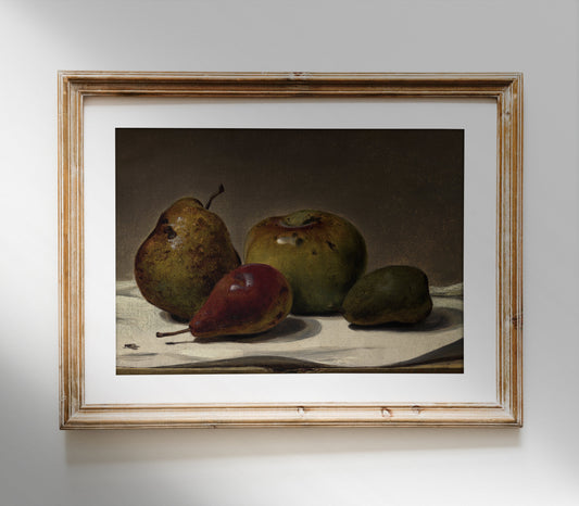 Impression d'art vintage de nature morte aux fruits