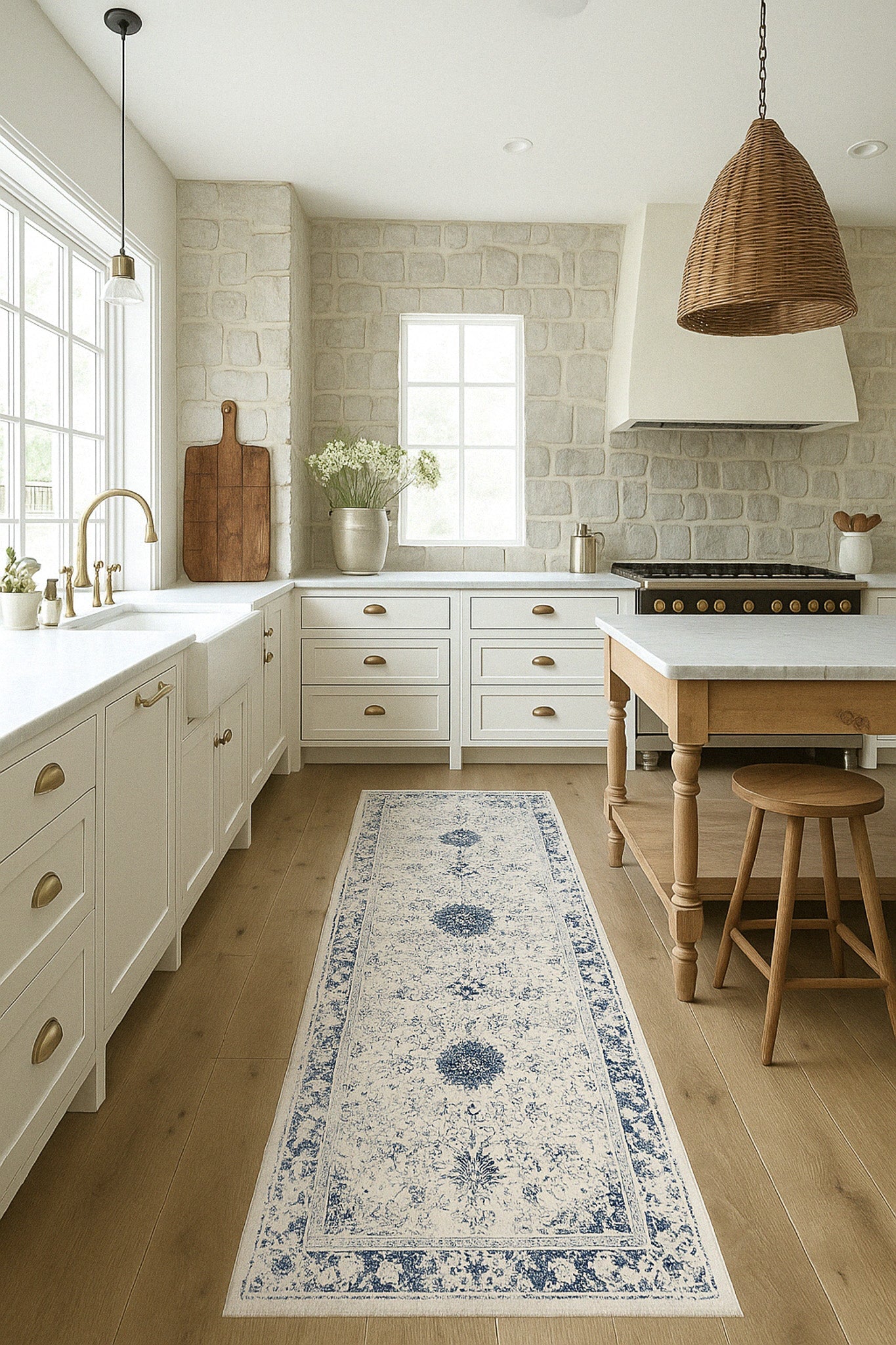 Tapis bleu contemporain et transitionnel | Havana