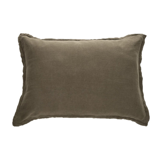 Cache oreillers décoratifs olive Lin
