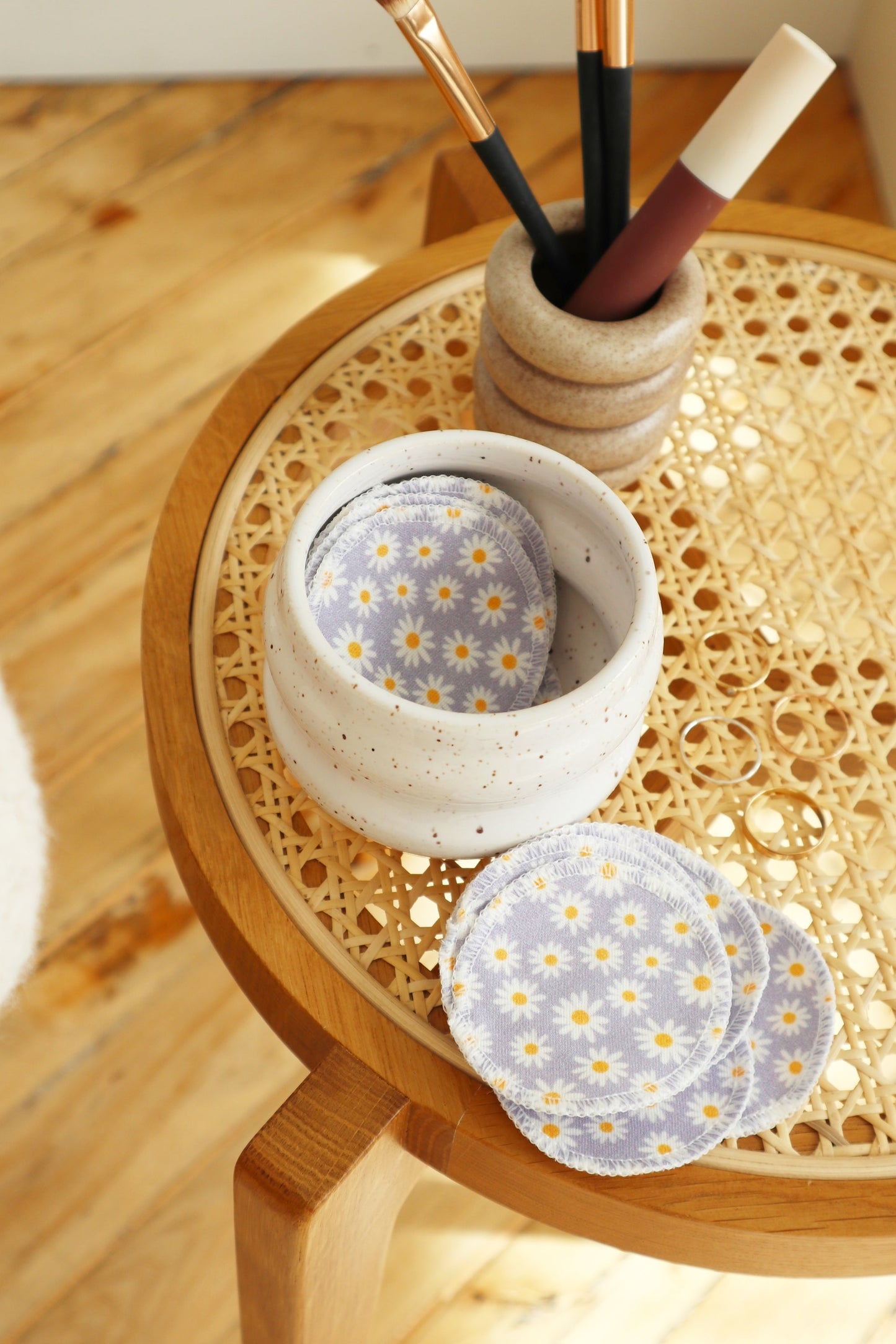 Tampons démaquillants  - Marguerites lilas