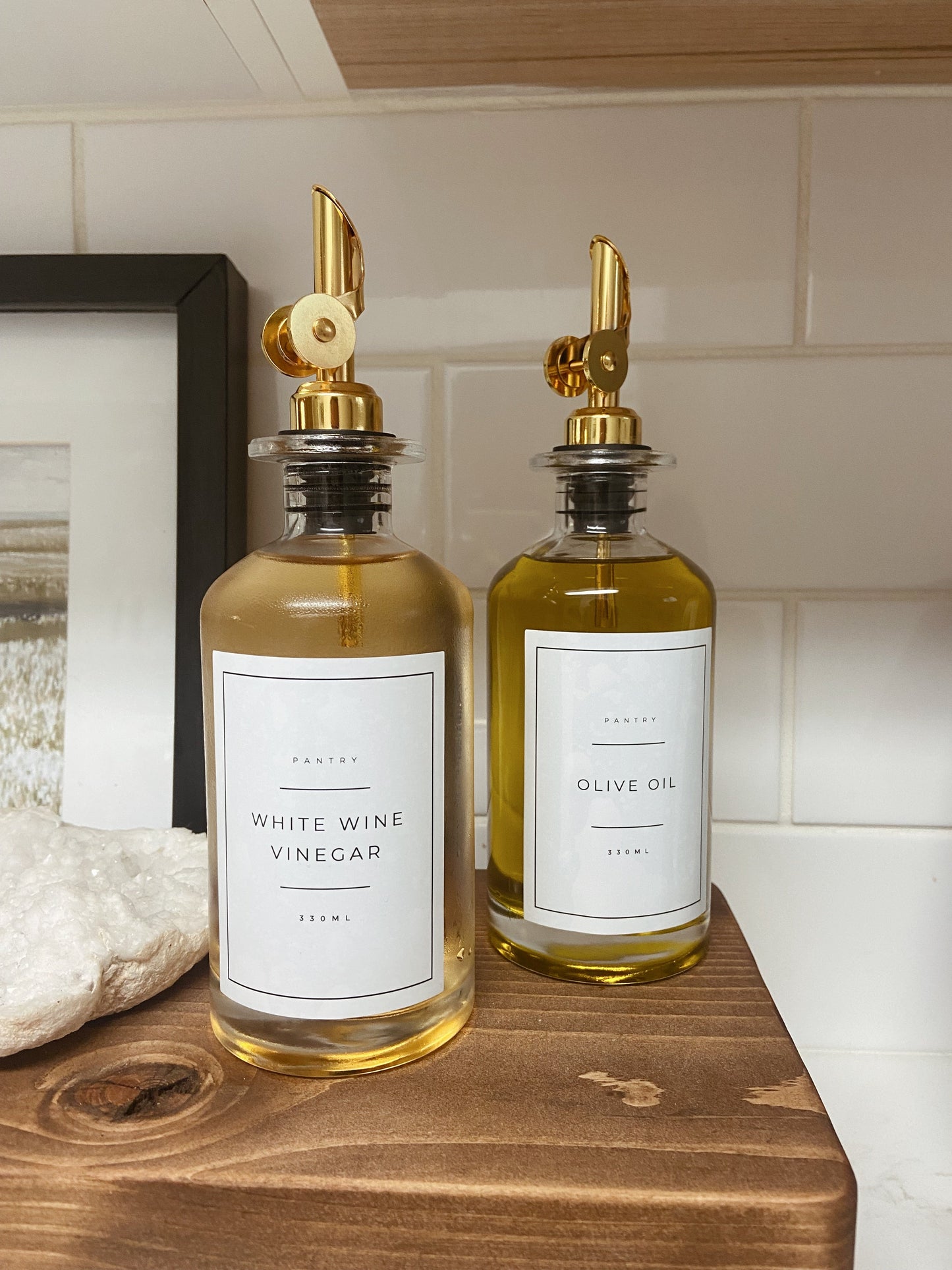 Distributeur d'huile et de vinaigre avec bec verseur  | Doré