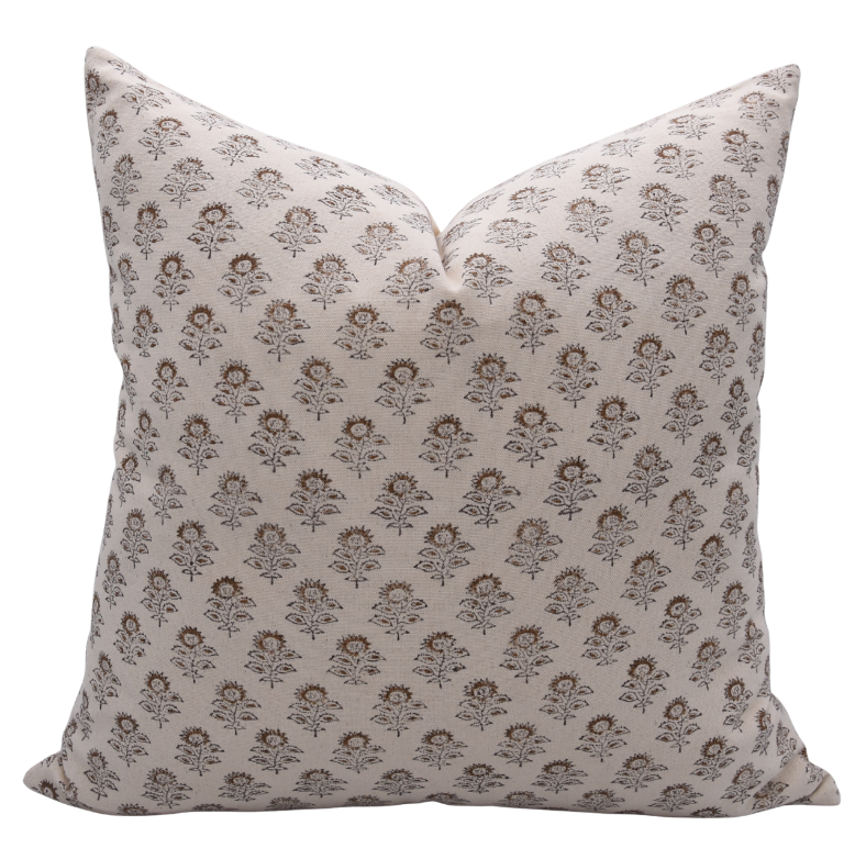Hand-printed duck canvas cushion cover - Bagru Buti: Duck Canvas / Printed on both sides / 20 x 20 inches