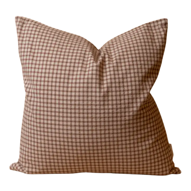 Housse de coussin Colby |  À carreaux bruns