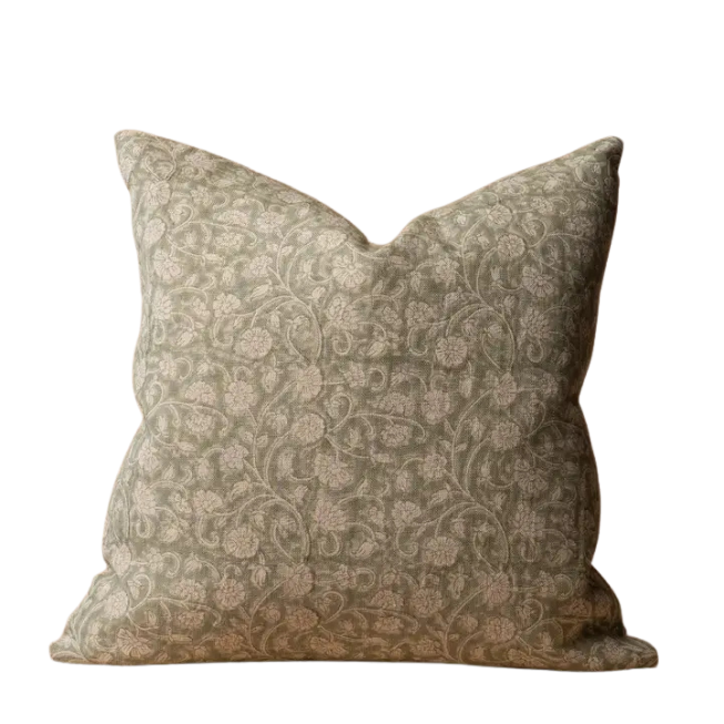 Housse de coussin OLIVIA en lin | Imprimé au pochoir