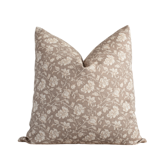 Housse de coussin Clara | Taupe à fleurs