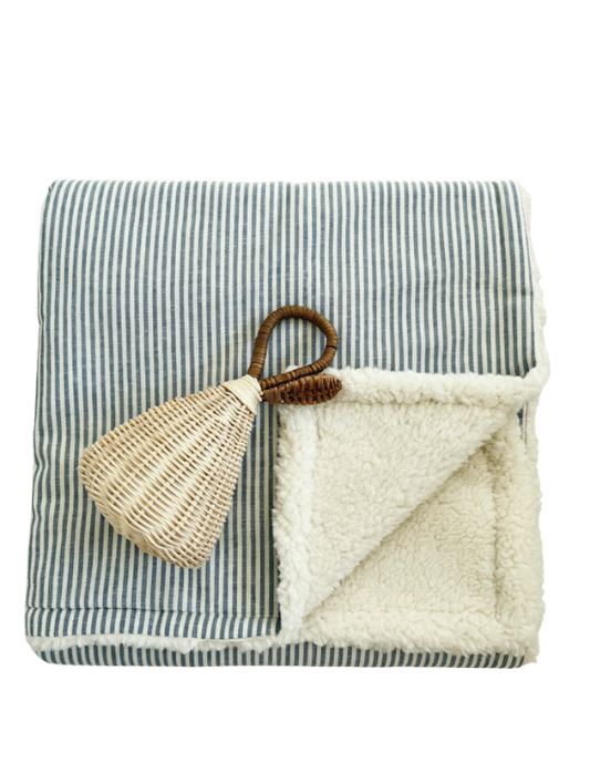 Couverture pour bébé | Lin rayé bleu