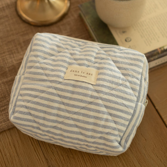Pochette matelassée en coton biologique | Collection rayée