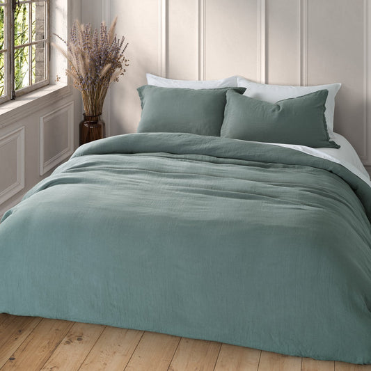 Housse de couette bleu steel Lin