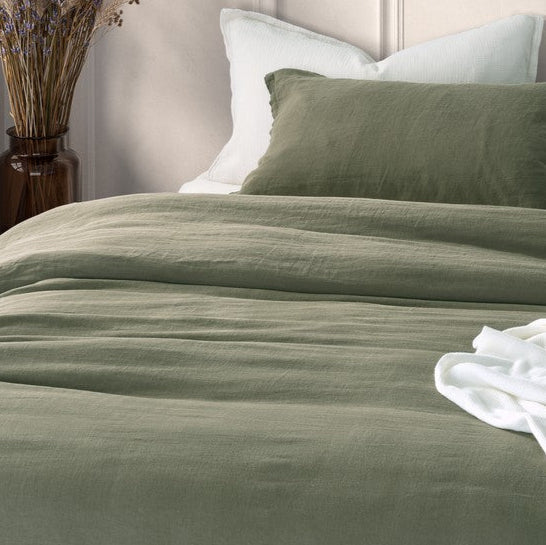 Housse de couette olive Lin