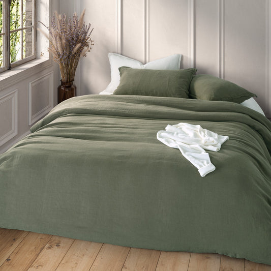Housse de couette olive Lin