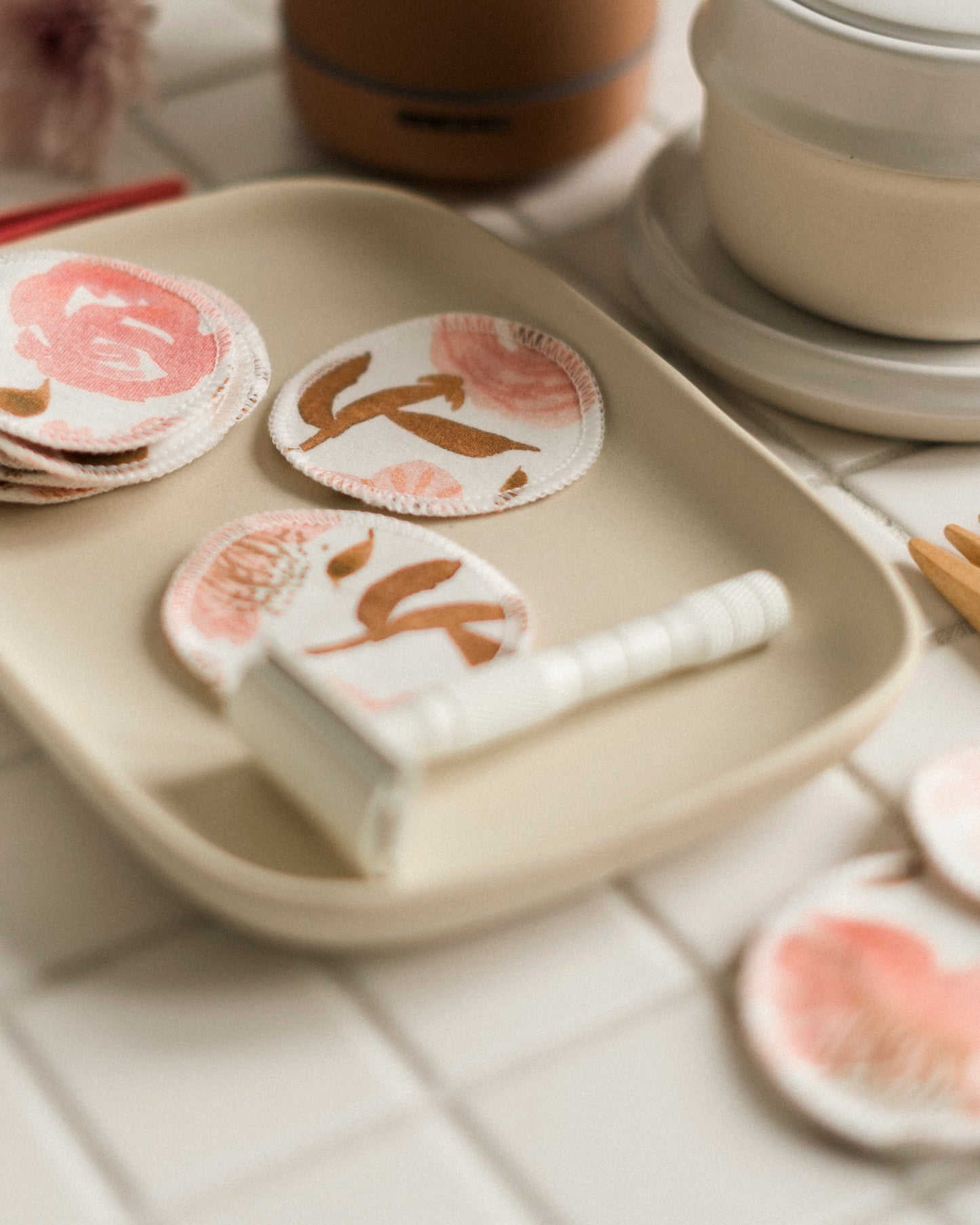 Tampons démaquilllants - Motifs floraux Juliette