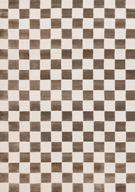 Tapis géométrique contemporain marron