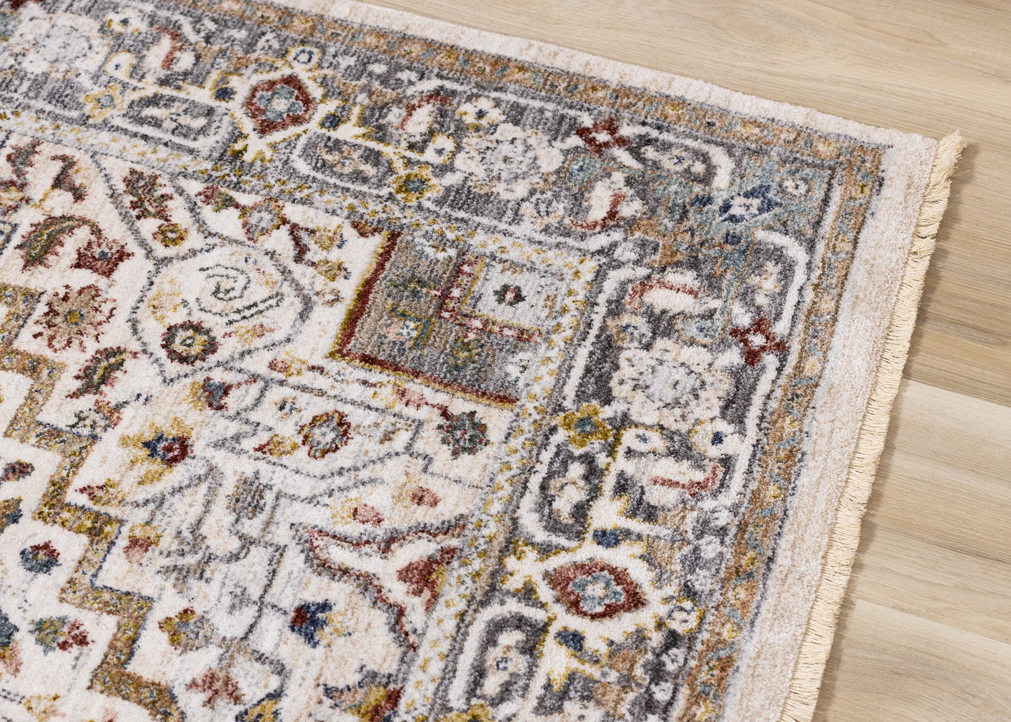 Tapis classique à bordure traditionnelle | Crème