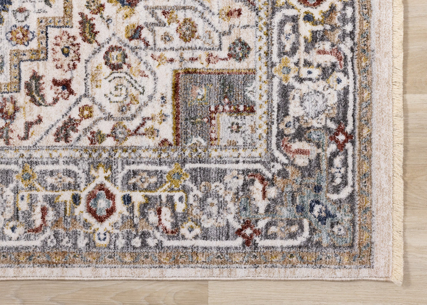 Tapis classique à bordure traditionnelle | Crème