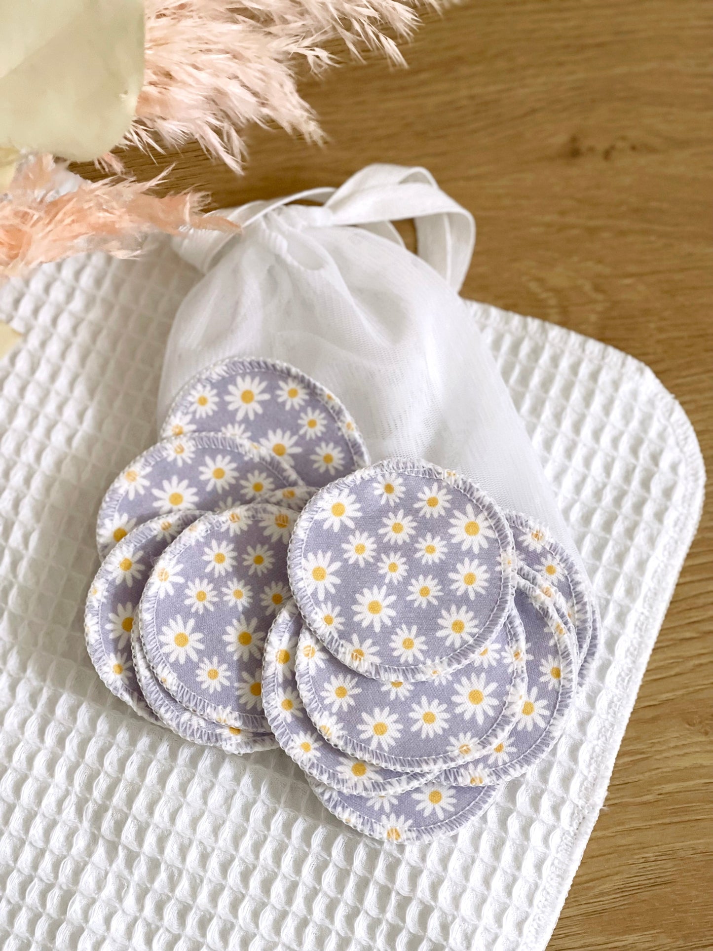 Tampons démaquillants  - Marguerites lilas