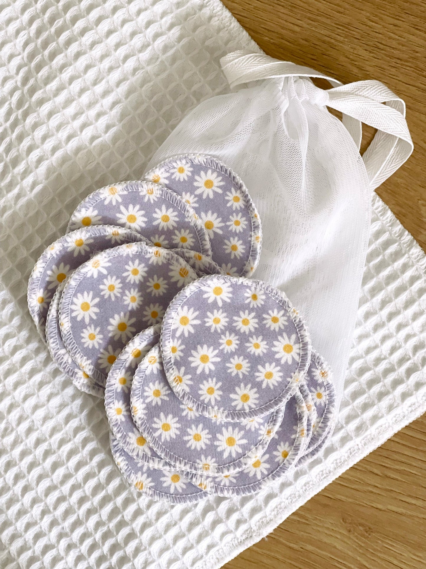 Tampons démaquillants  - Marguerites lilas