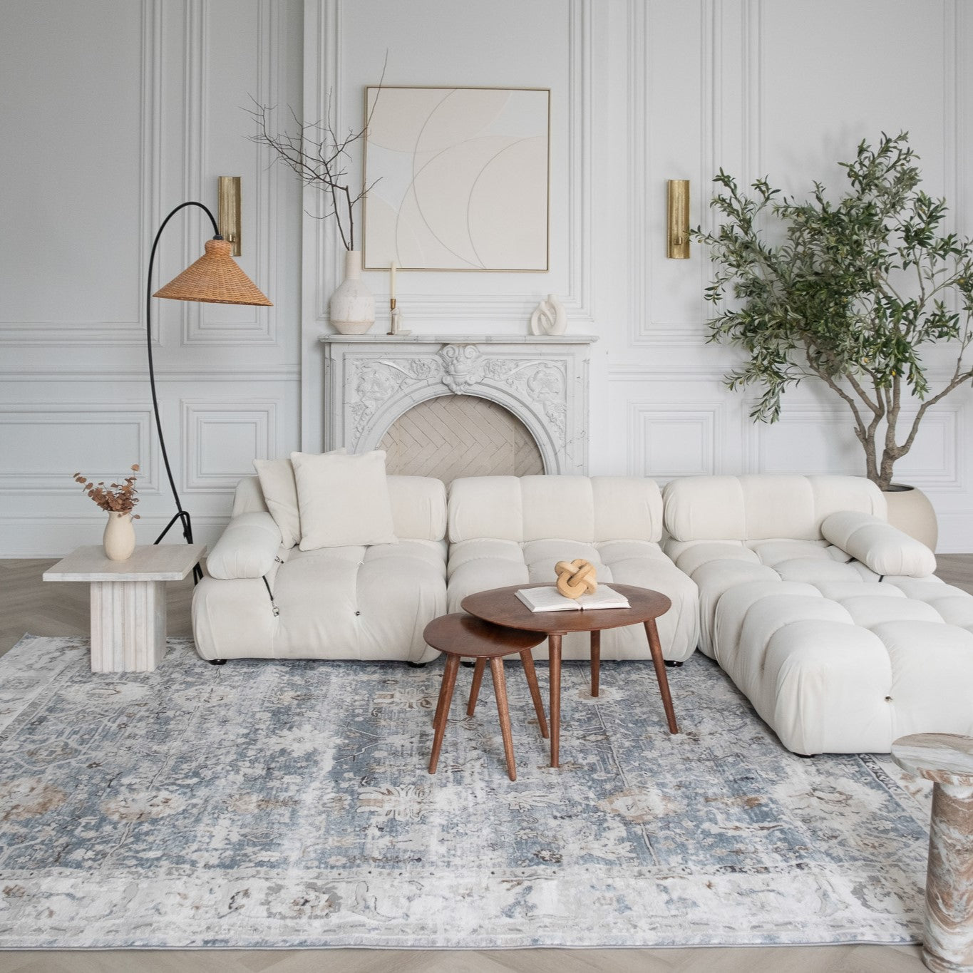 Tapis bleu vieilli scandinave | Atlas
