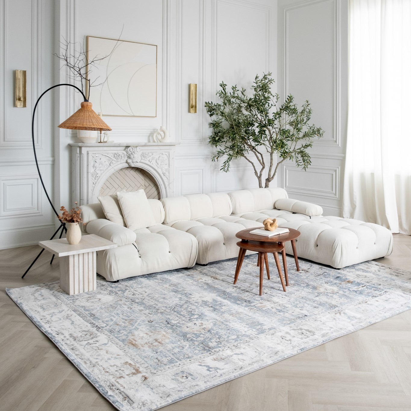 Tapis bleu vieilli scandinave | Atlas
