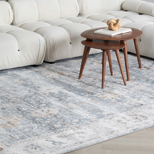 Tapis bleu vieilli scandinave | Atlas