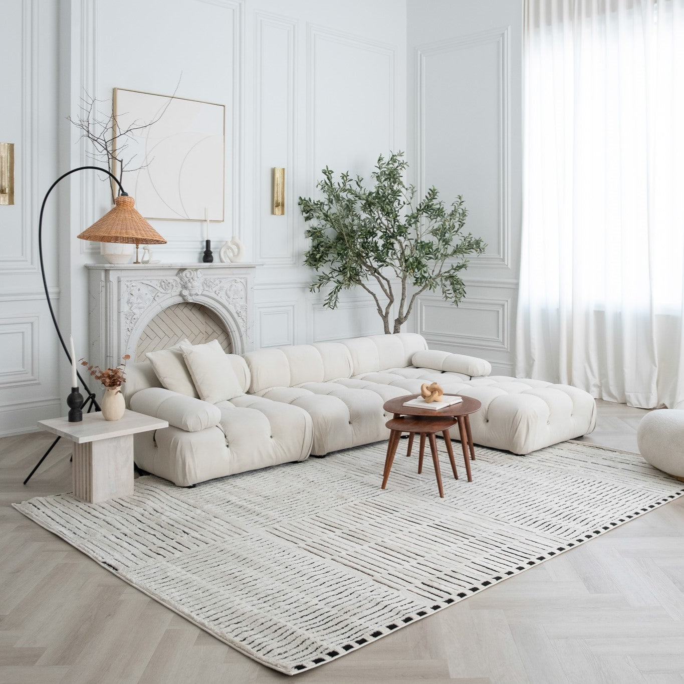 Tapis Domus Abstract Moderne | Crème etnoir