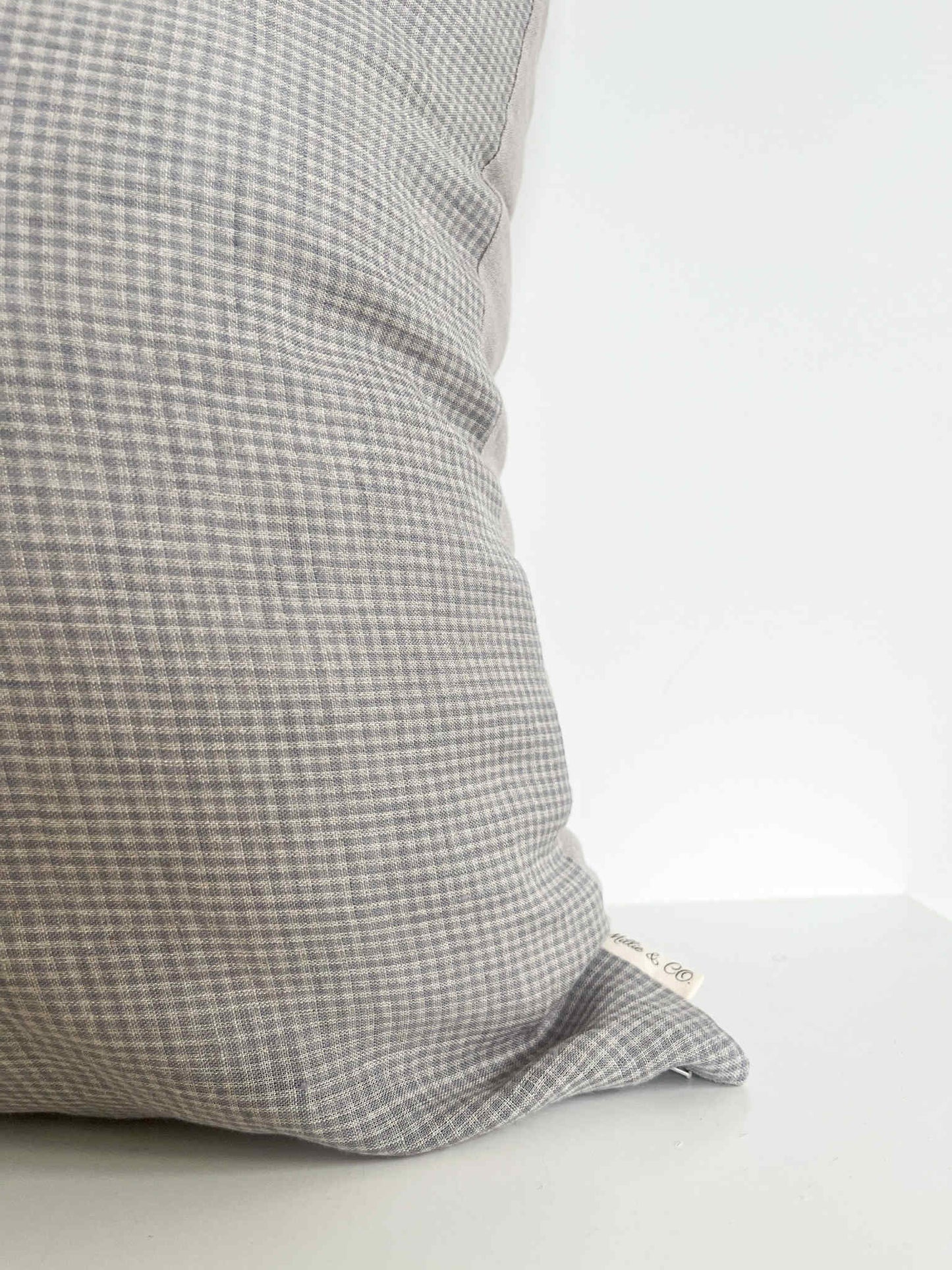 Housse de coussin Meggie Motif Vichy | Greige et bleu cendré