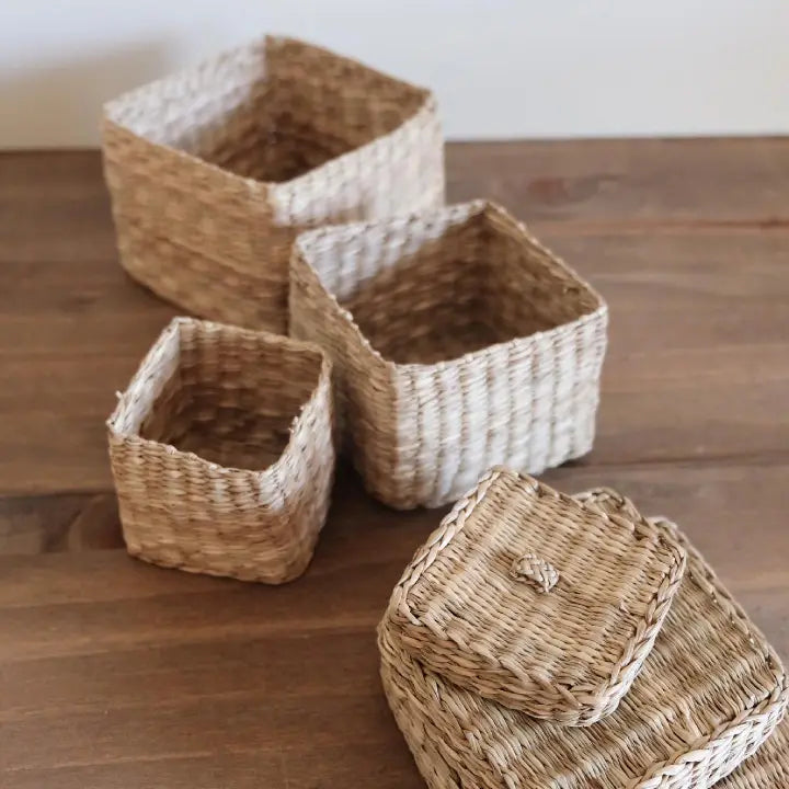 Ensemble de 3 paniers en jonc de mer | Les petits coffres