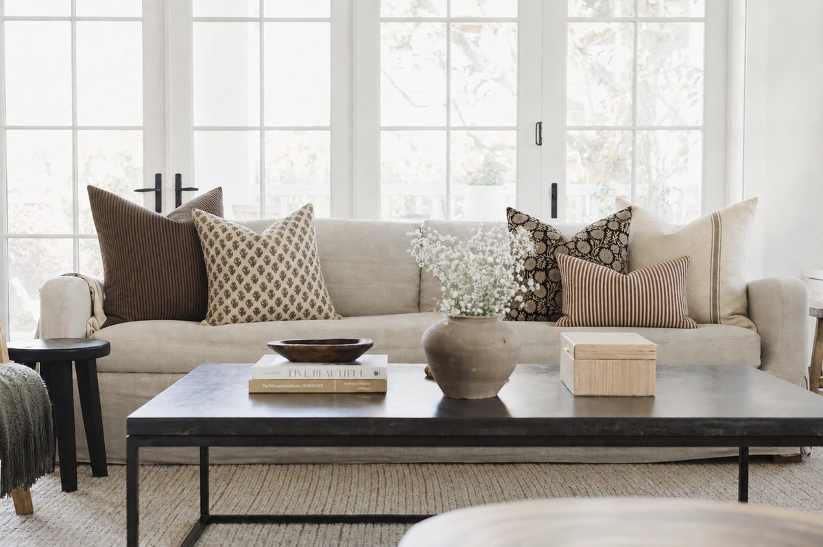 Housse de coussin Basile | Argile et crème