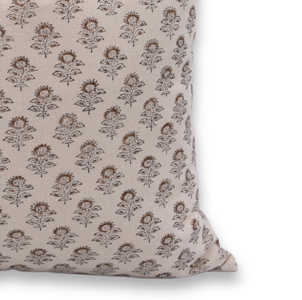 Hand-printed duck canvas cushion cover - Bagru Buti: Duck Canvas / Printed on both sides / 20 x 20 inches