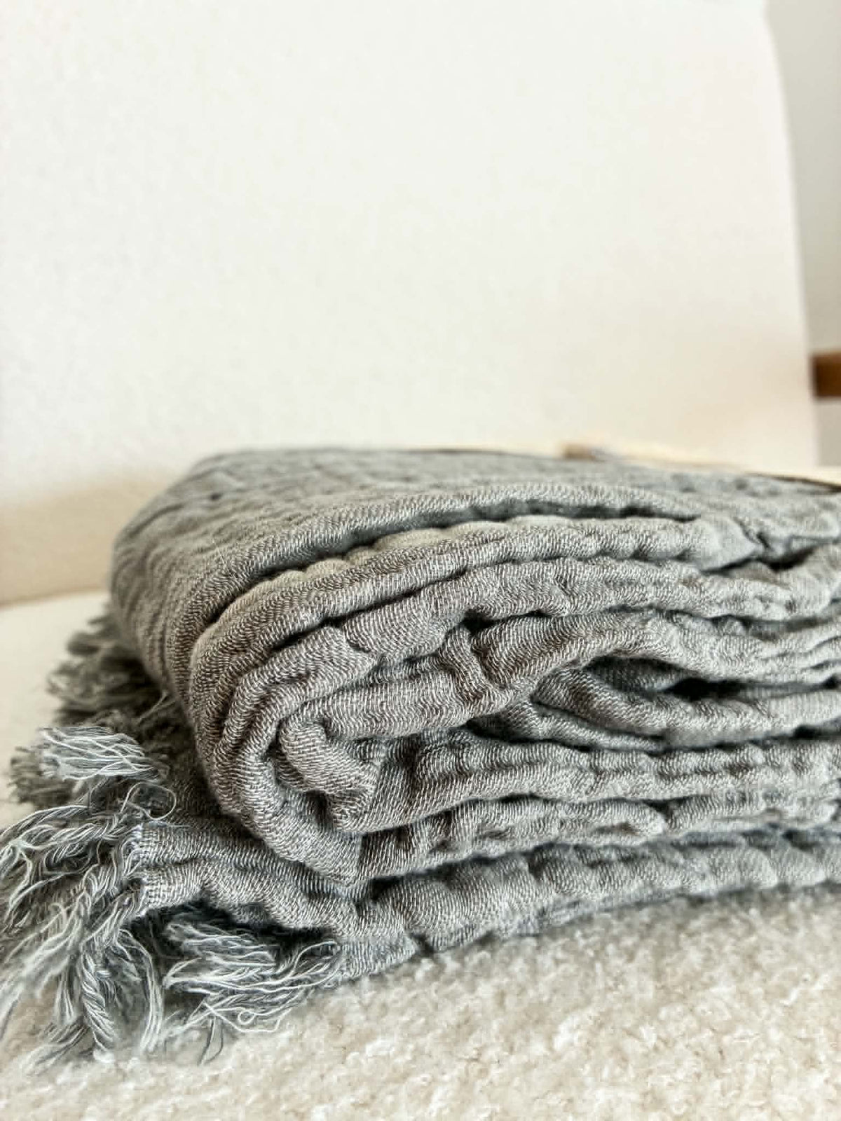 Jeté mousseline gaufré| Anthracite doux