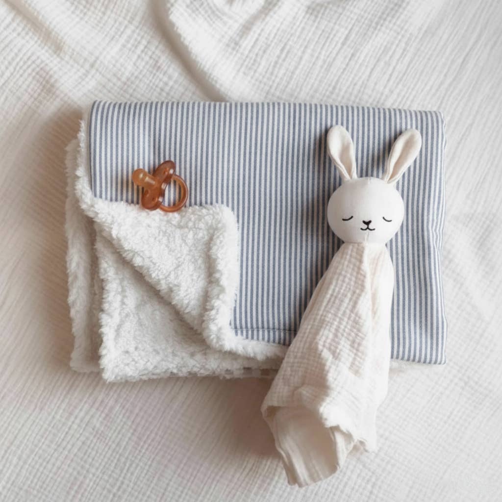 Couverture pour bébé - Lin rayé bleu