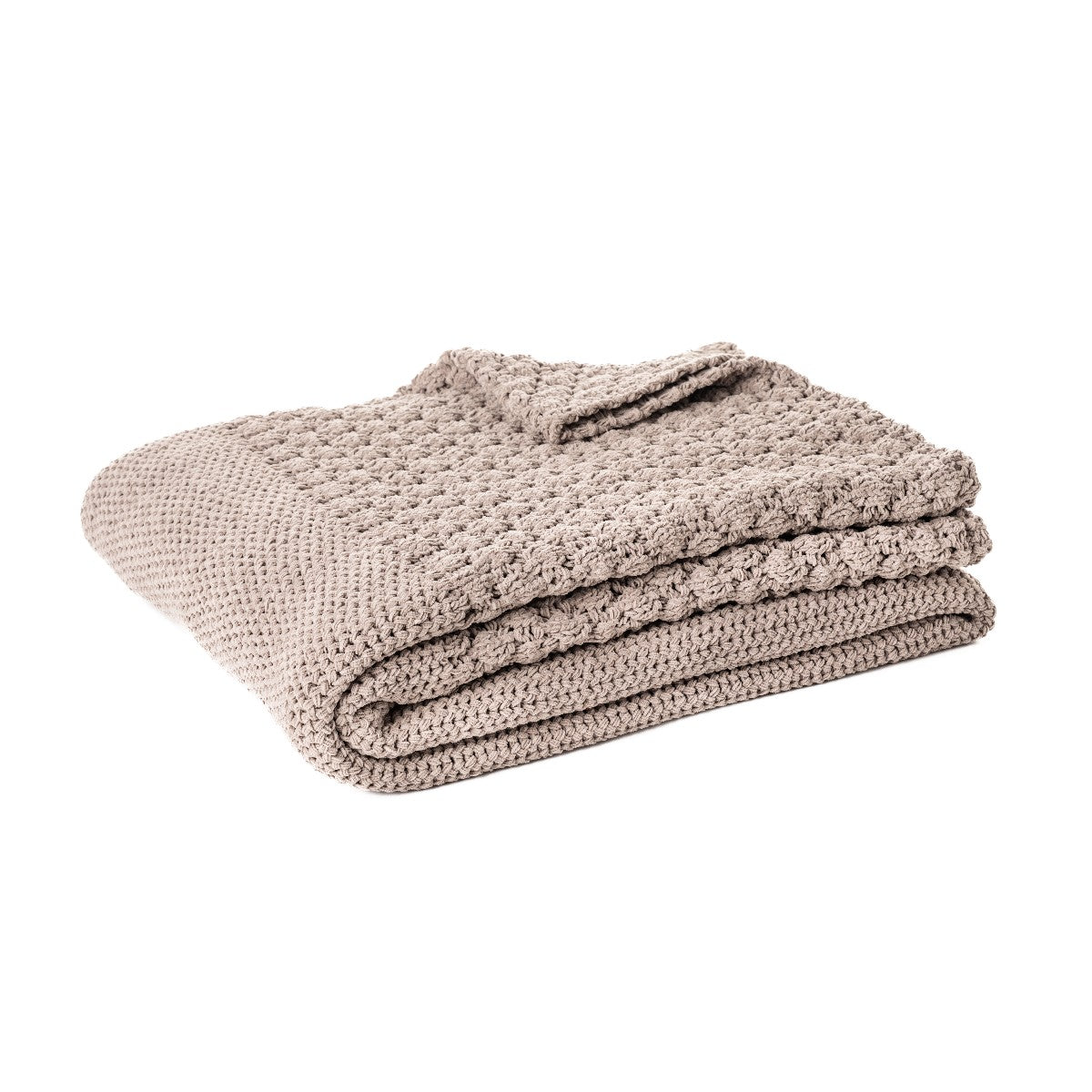 Jeté en chenille tressée brun Basket