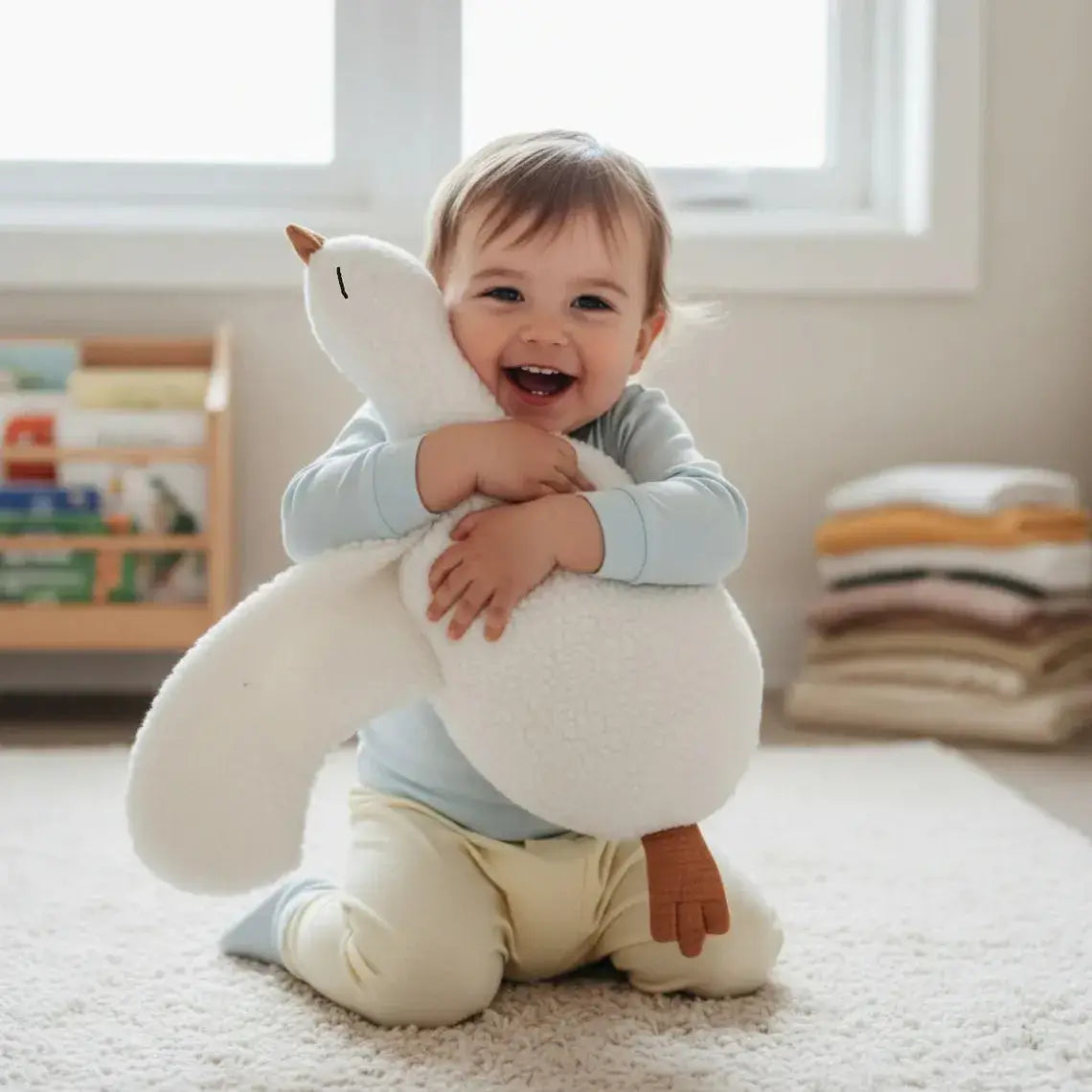 Peluche oie en sherpa douce