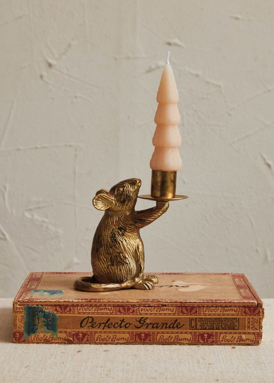 Porte-bougie souris | Finition or antique