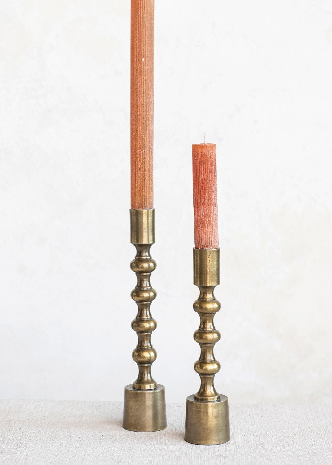 Bougeoir conique en aluminium moulé | Or antique, lot de 2