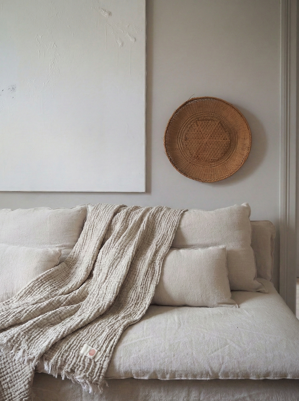 Jeté de lit mousseline gaufré| Beige sablé