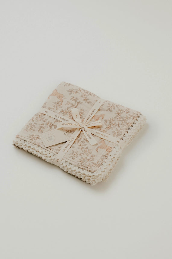 Couverture pour enfant en mousseline | Petit cheval des prés